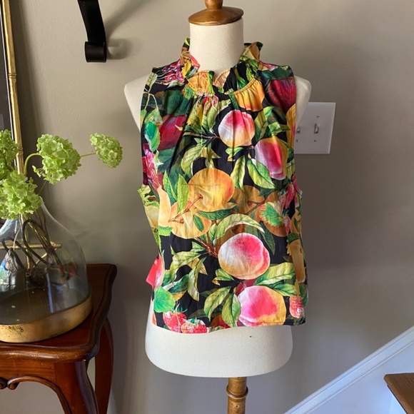 NWT Anthropologie Maeve Poplin Ruffle Neck Sleeveless Top Medium - Picture 2 of 6